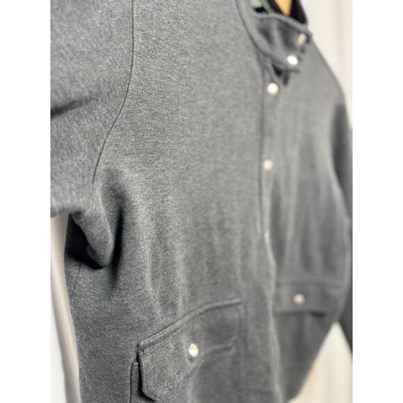 Lauren Ralph Lauren Women's LG Gray Cotton/Poly Knit Jacket Snap Front Pockets - Picture 3 of 7